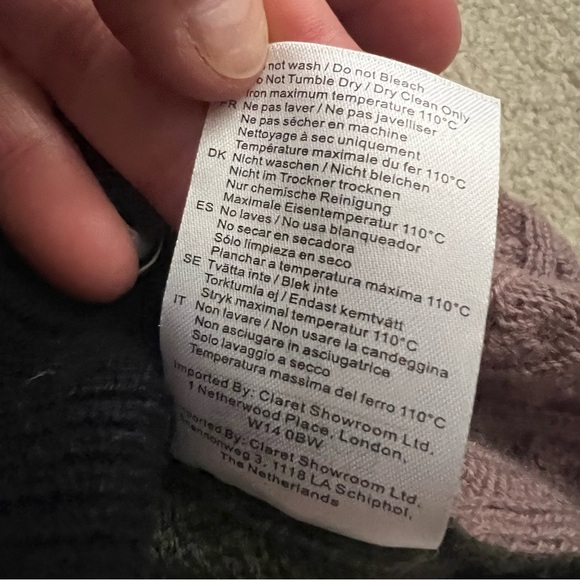 MADELEINE THOMPSON Cardigan Khaki Mixed Knit Cashmere Blend Color Block - Picture 9 of 11